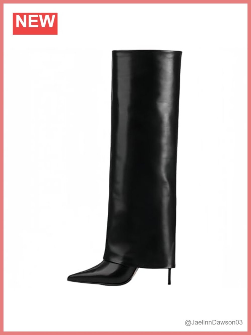Fold Over Knee High Stiletto Heel Boots Pointed Toe Pull On Microfiber